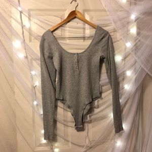 SORELLA rib knit longsleeve thong bodysuit